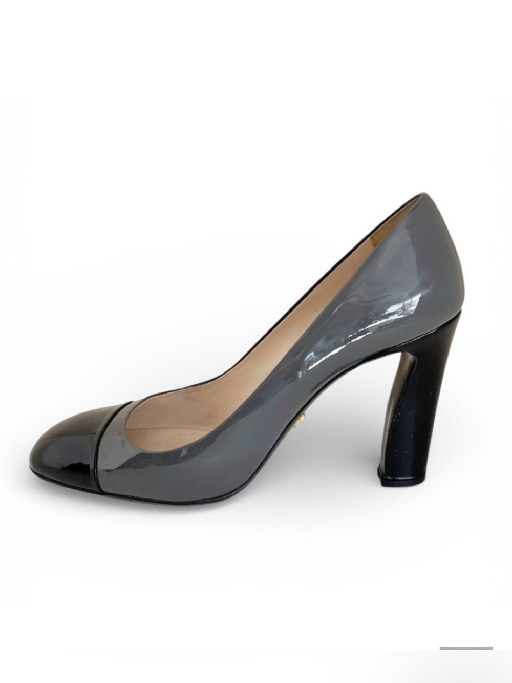 Prada Vernice Bi-Cole black and gray patent leather Heels